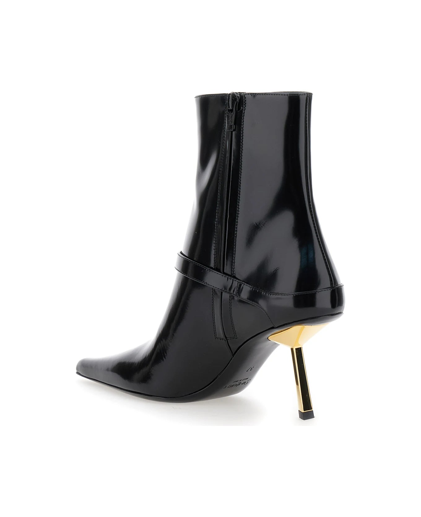 Saint Laurent 'lee' Black Ankle Boots With Buckle Detail In Patent Leather Woman