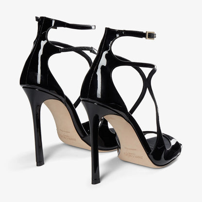 Jimmy Choo Azia 110 Black Patent Leather Sandals