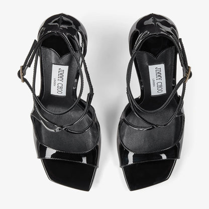 Jimmy Choo Azia 110 Black Patent Leather Sandals