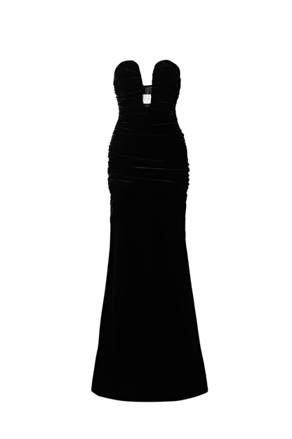 Carolina Herrera Strapless Deep-U Ruched Velvet Gown