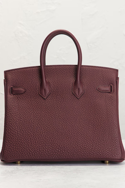 Excellent Pre-Owned Burgundy Hermes Togo Birkin 25 Handbag