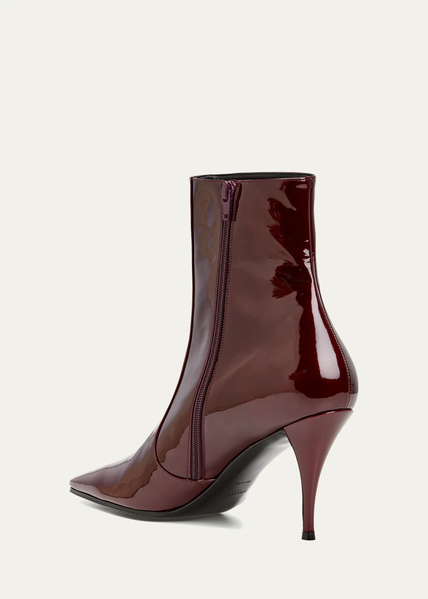 Saint Laurent Violet 90 Glossy Leather Zip Ankle Boots