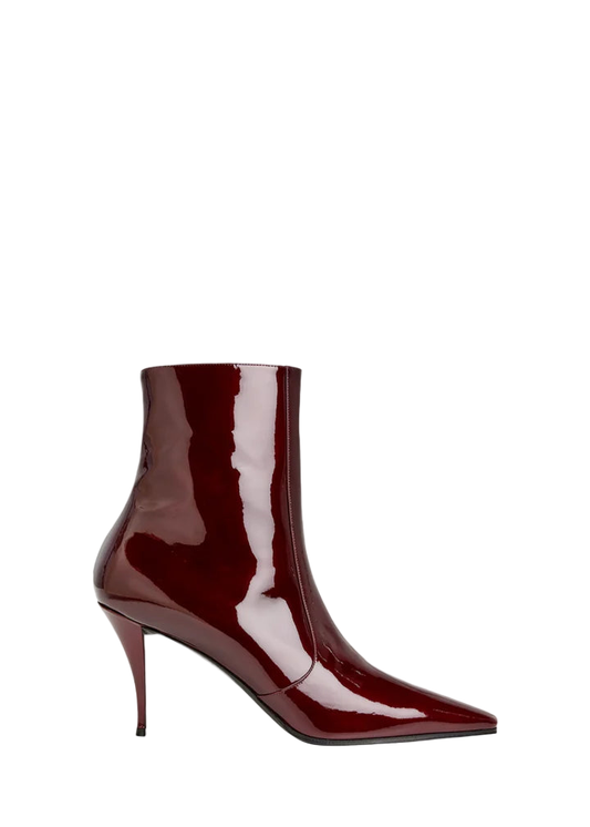 Saint Laurent Violet 90 Glossy Leather Zip Ankle Boots