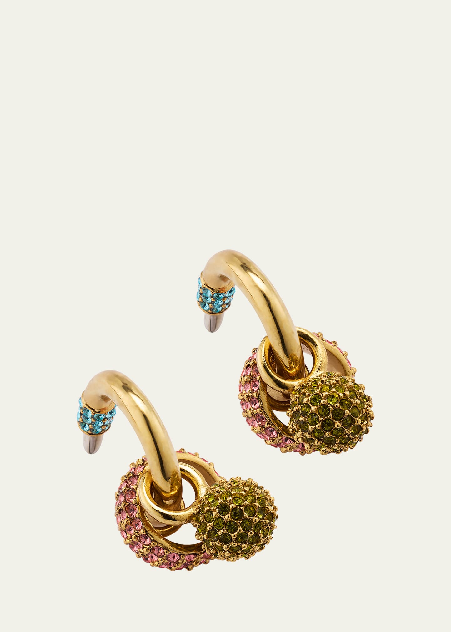 OSCAR DE LA RENTA Big Chain Earrings with Pave Crystals