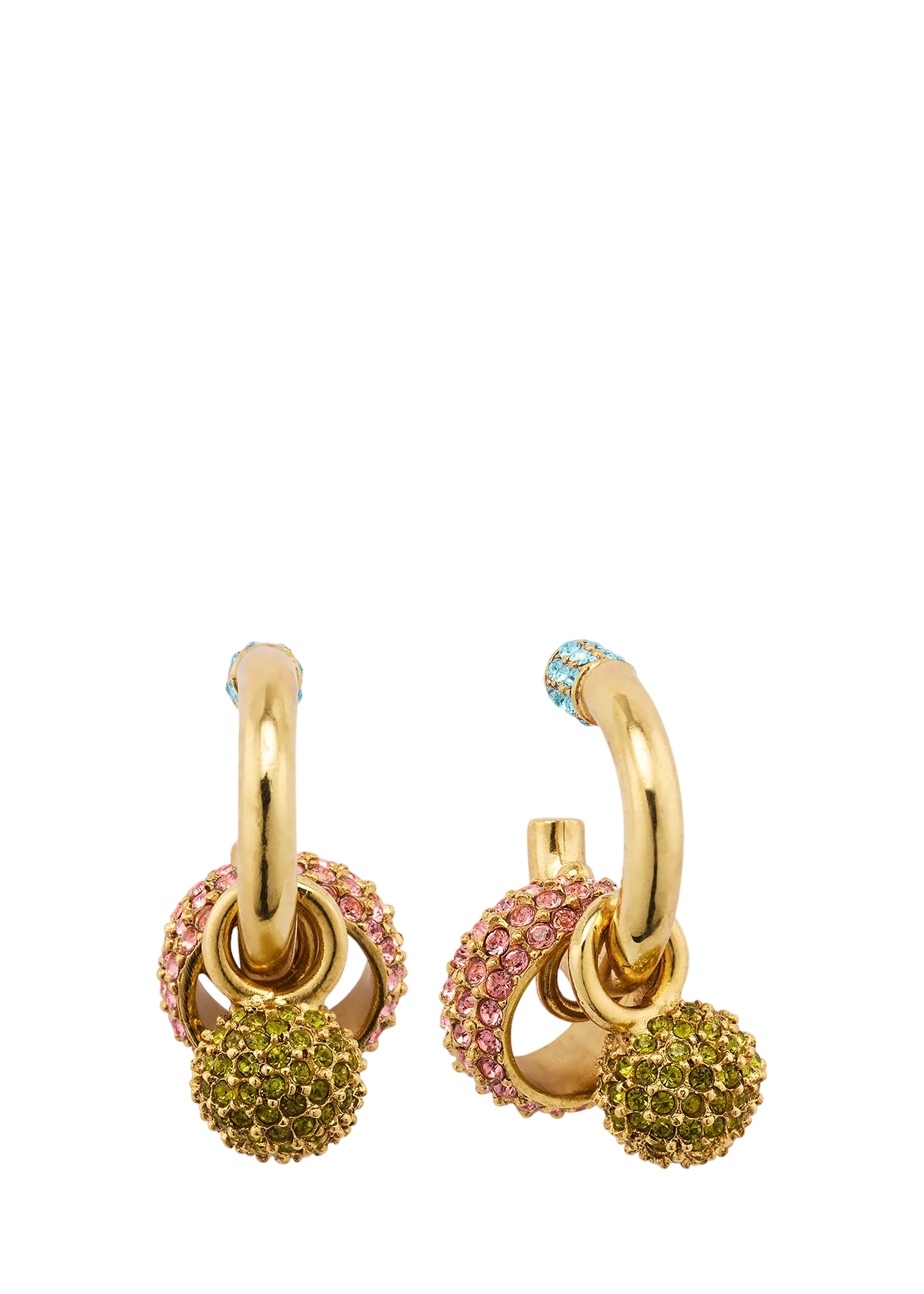 OSCAR DE LA RENTA Big Chain Earrings with Pave Crystals