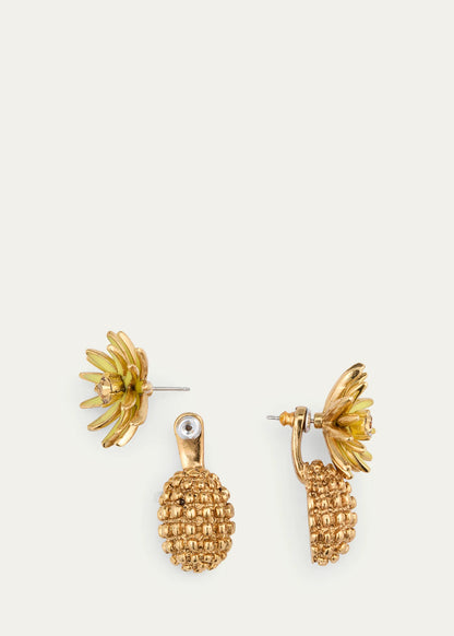 OSCAR DE LA RENTA Flower Post with Cactus Drop Earrings