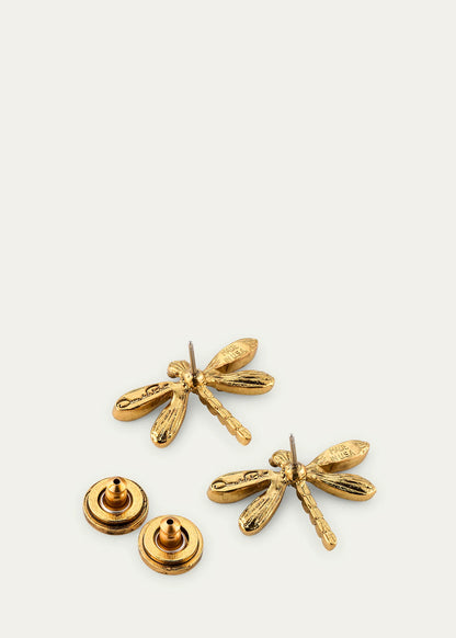 OSCAR DE LA RENTA Crystal Dragonfly Stud Earrings