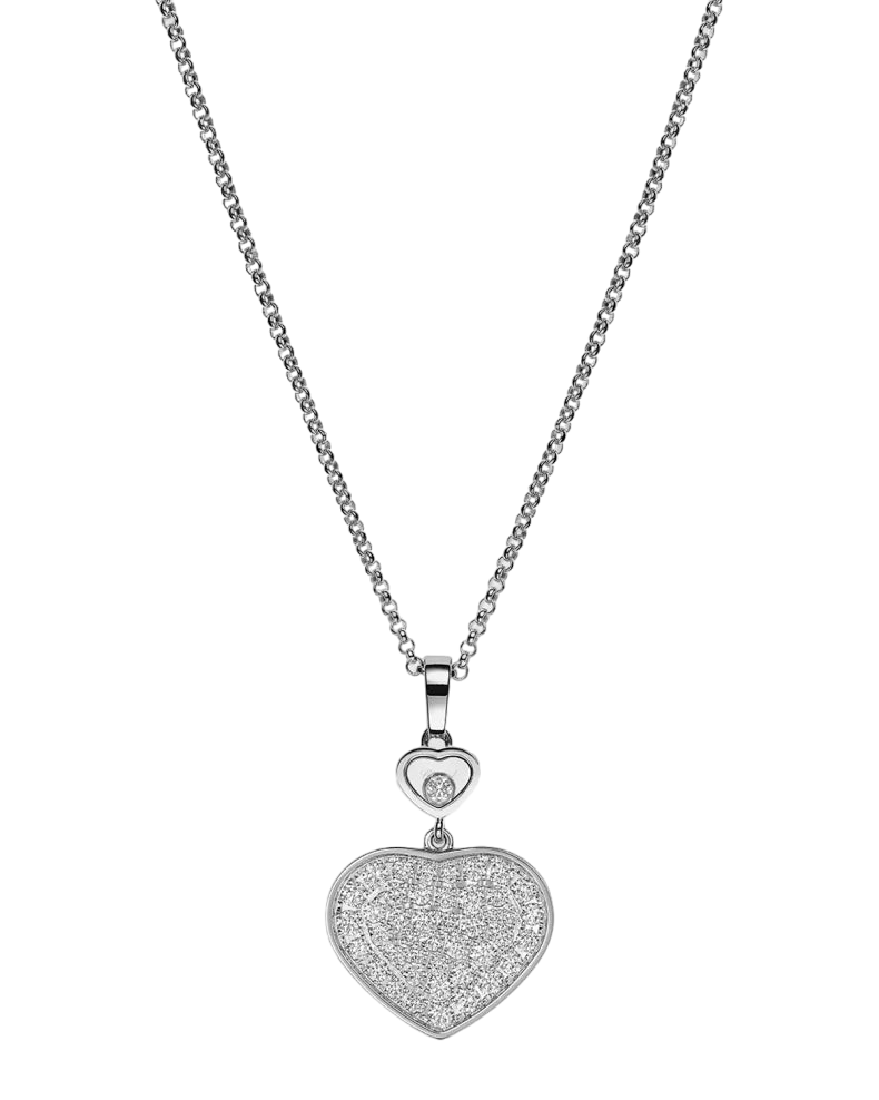 Chopard Happy Hearts 18K White Gold Diamond Bezel & Pave Pendant Necklace