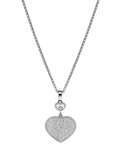 Chopard Happy Hearts 18K White Gold Diamond Bezel & Pave Pendant Necklace