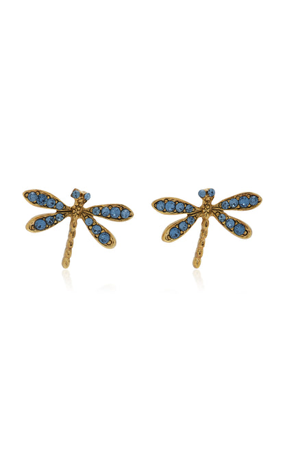 OSCAR DE LA RENTA Crystal Dragonfly Stud Earrings