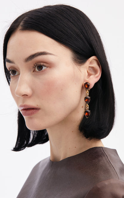 Oscar de la Renta Triple Drop Clip-On Earrings