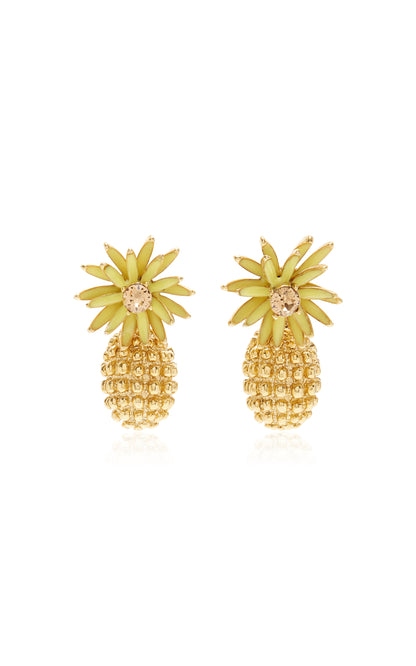 OSCAR DE LA RENTA Flower Post with Cactus Drop Earrings